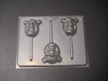 211sp Shreek Face Chocolate or Hard Candy Lollipop Mold